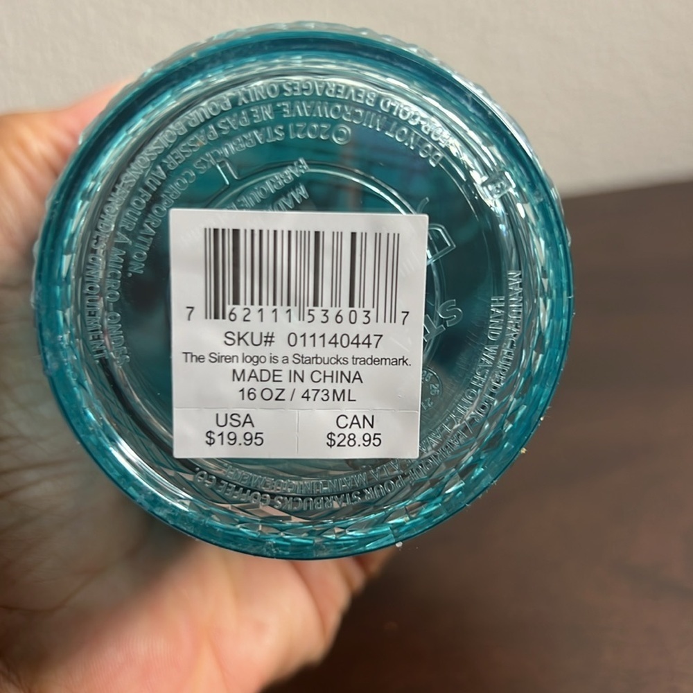 Starbucks 2023 Green Gradient Ombre Jeweled Grande Cold Plastic Cup Tumbler - Picture 3 of 5
